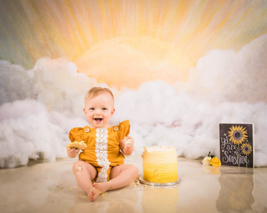 Kids studio cake smash photography in Bozeman, Montana